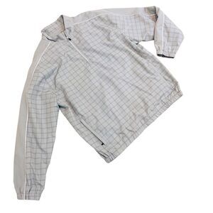 Men’s Tommy Armour  1/4 zip windbreaker pullover light gray check jacket size xl